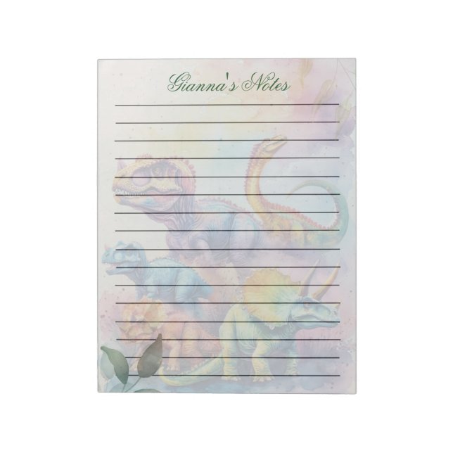 Cuaderno Dino con Nombre Personalizado Adorable (Lado Izquierdo)