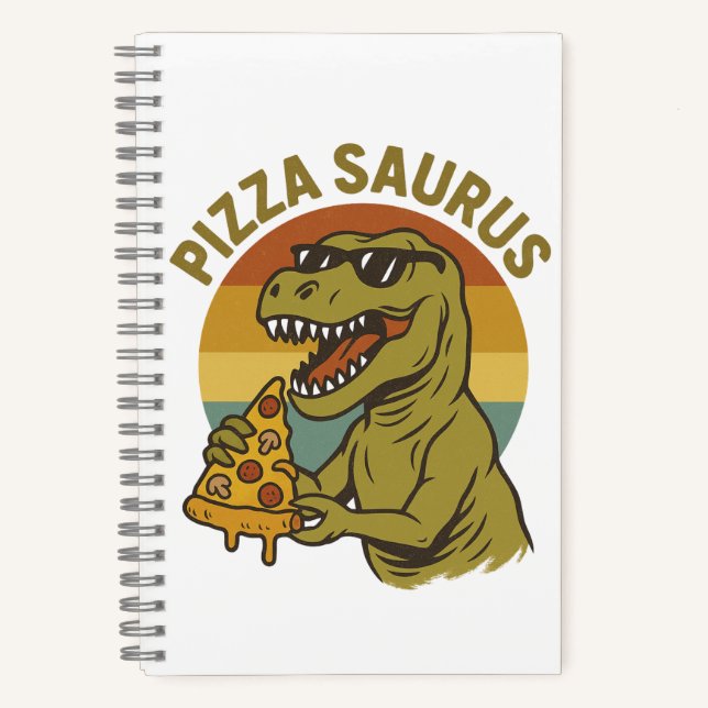 Cuaderno Dino de pizza de Guay al estilo retro (Anverso)