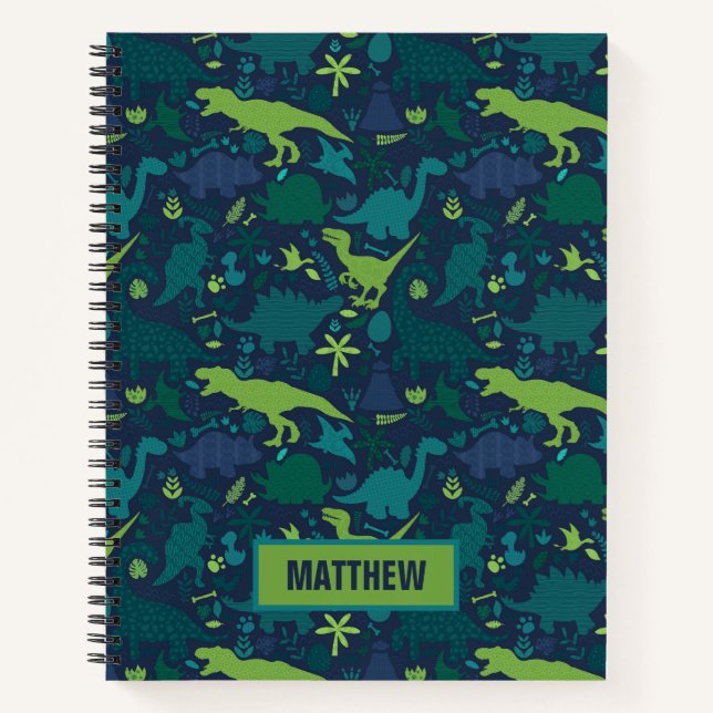 Cuaderno Dino Doodle Silhouettes Niños Dinosaurio (Anverso)