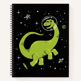 Cuaderno Dinos De Brontosauro Verdes En El Espacio