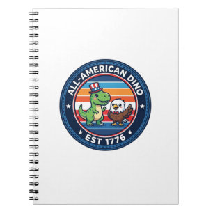 Cuaderno Dinosaur Kawaii Patriótico Todo Americano DINO EST