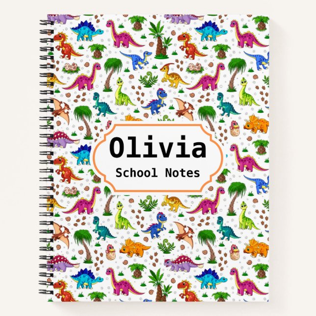 Cuaderno Dinosaurio Adorable De Vuelta a la Escuela (Anverso)