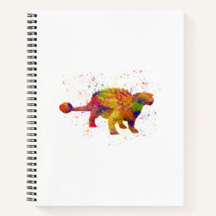 Cuaderno dinosaurio Ankylosaurus silueta en acuarela