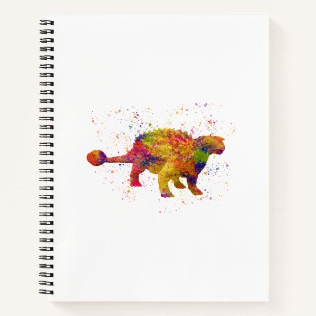 Cuaderno dinosaurio Ankylosaurus silueta en acuarela (Anverso)