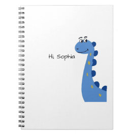 Cuaderno Dinosaurio Azul Adorable - Nombre Personalizado So