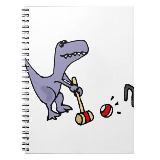 Cuaderno Dinosaurio azul divertido de T-Rex que juega
