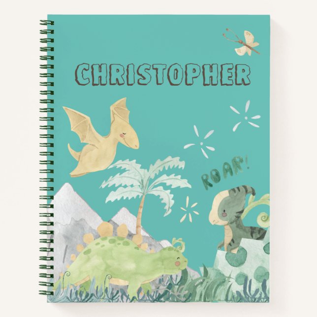 Cuaderno Dinosaurio cutáneo Verde azulado (Anverso)