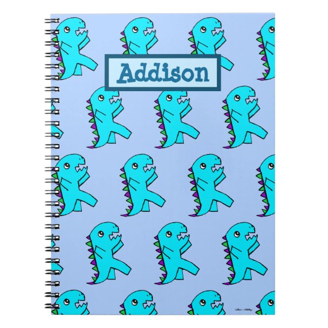 Cuaderno Dinosaurio Cute Blue personalizado (Frente)