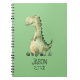 Cuaderno Dinosaurio de Acuarela Adorable con el Nombre de l