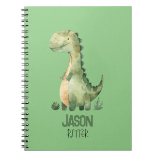 Cuaderno Dinosaurio de Acuarela Adorable con el Nombre de l