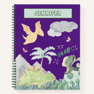 Cuaderno Dinosaurio de color morado
