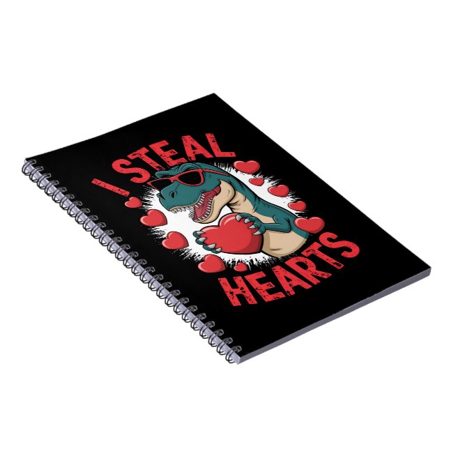 Cuaderno Dinosaurio del Día de San Valentín Roba Corazones  (Lado Derecho)