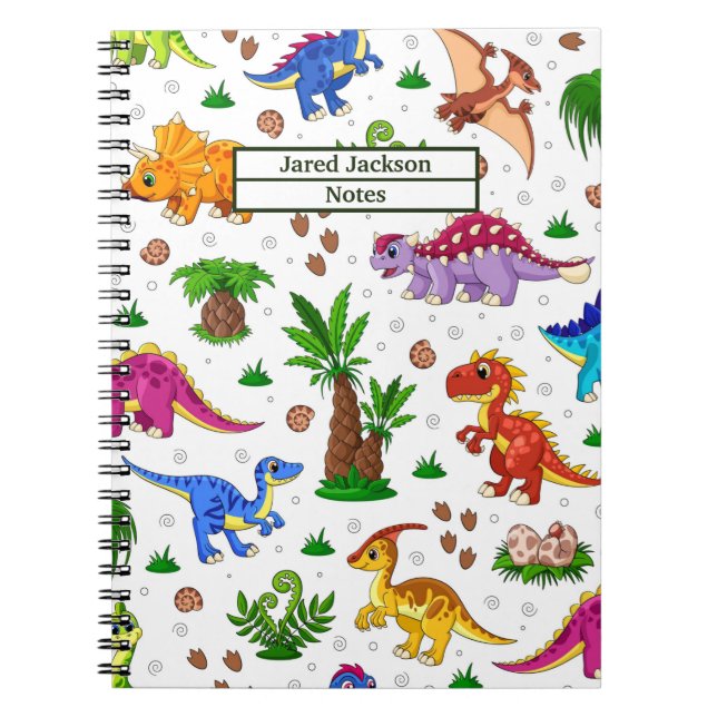 Cuaderno Dinosaurio del patrón de acuarela de los niños (Frente)