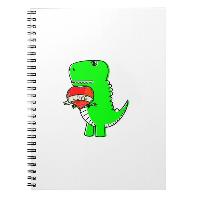Cuaderno Dinosaurio Día de San Valentín lindo (Frente)