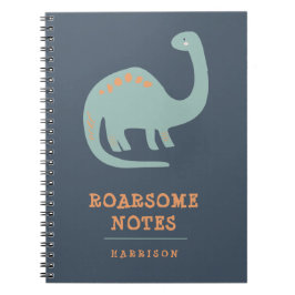 Cuaderno Dinosaurio divertido para niños azul y naranja per