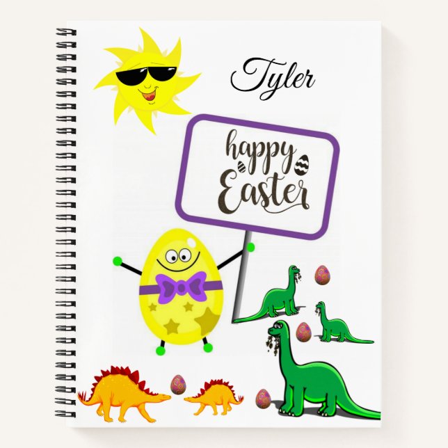 Cuaderno Dinosaurio espiral de Pascua para portátiles (Anverso)