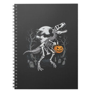 Cuaderno Dinosaurio Esqueleto Halloween Calabaza Cementerio