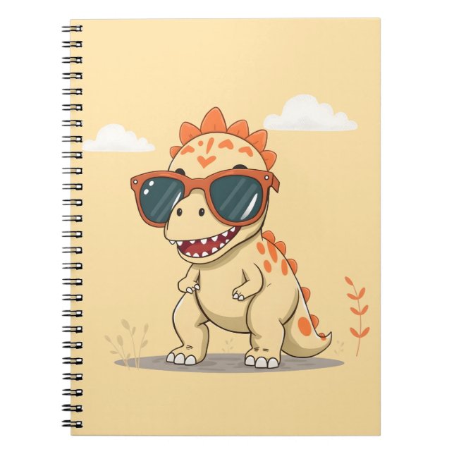 Cuaderno Dinosaurio genial con gafas de sol divertido y lin (Frente)