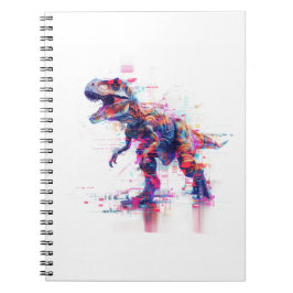 Cuaderno Dinosaurio Glitch T-Rex futurista