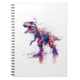 Cuaderno Dinosaurio Glitch T-Rex futurista