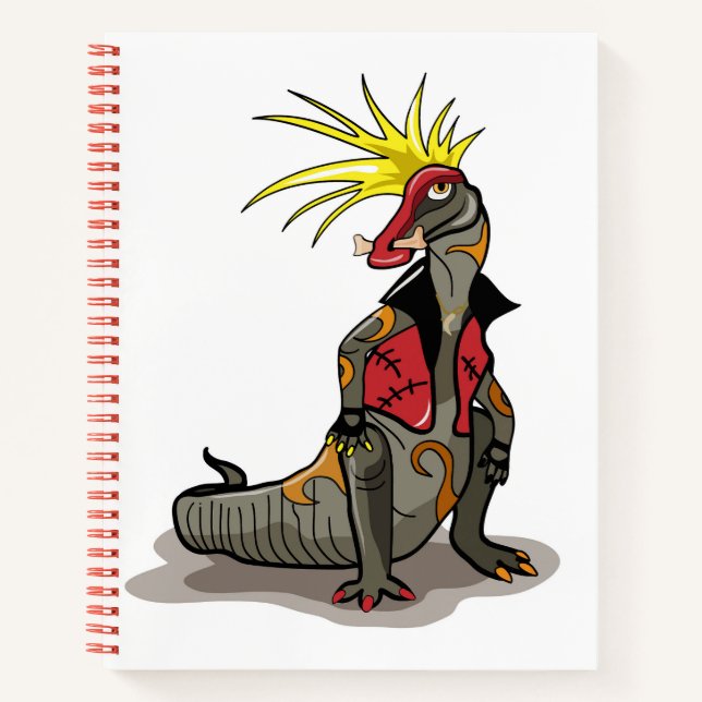 Cuaderno Dinosaurio Hadrosaurus Vestido Como Punk. (Anverso)