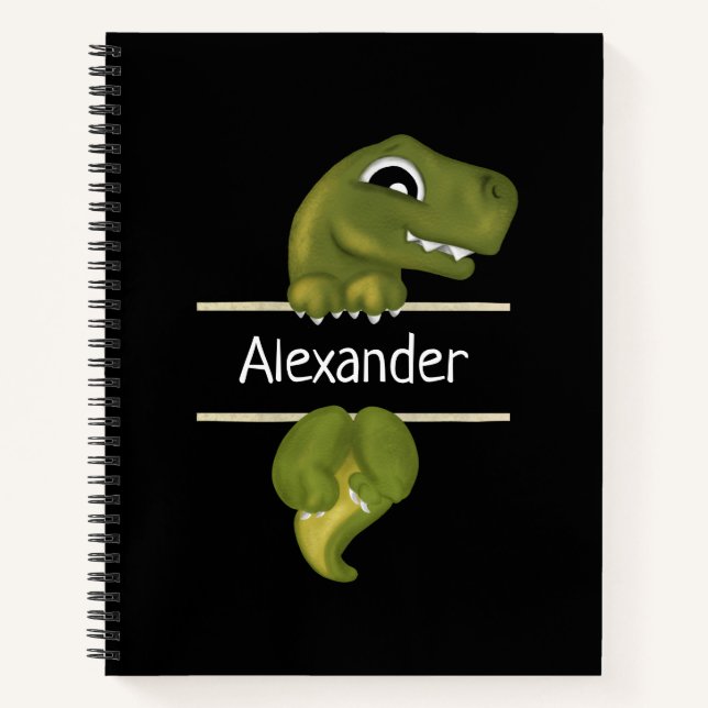 Cuaderno Dinosaurio negro lindo personalizado (Anverso)