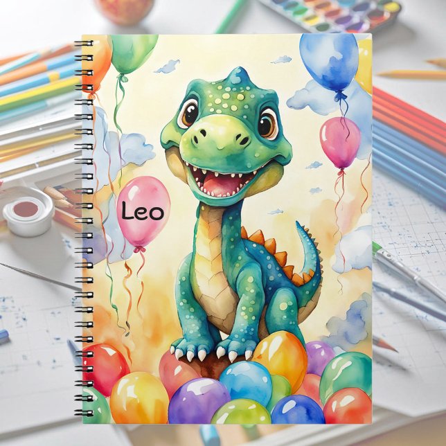 Cuaderno Dinosaurio pequeño y lindo con muchos globos de co (Subido por el creador)