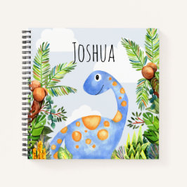 Cuaderno Dinosaurio y nombre de color de agua lindo para ni