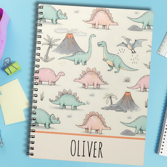 Cuaderno Dinosaurios adorables y esquemáticos en Jurassic L (Subido por el creador)