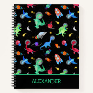 Cuaderno Dinosaurios astronautas de acuarela en el espacio