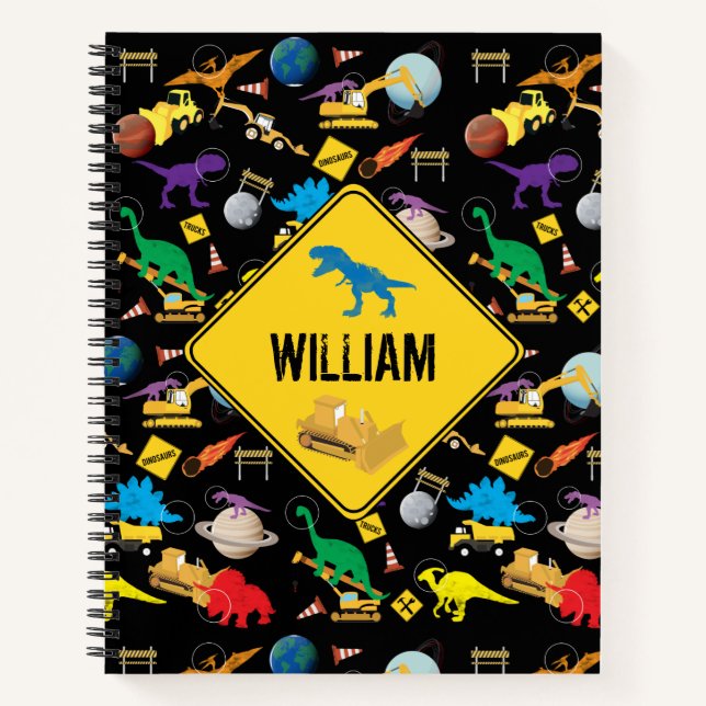 Cuaderno Dinosaurios astronautas de la construcción en el e (Anverso)