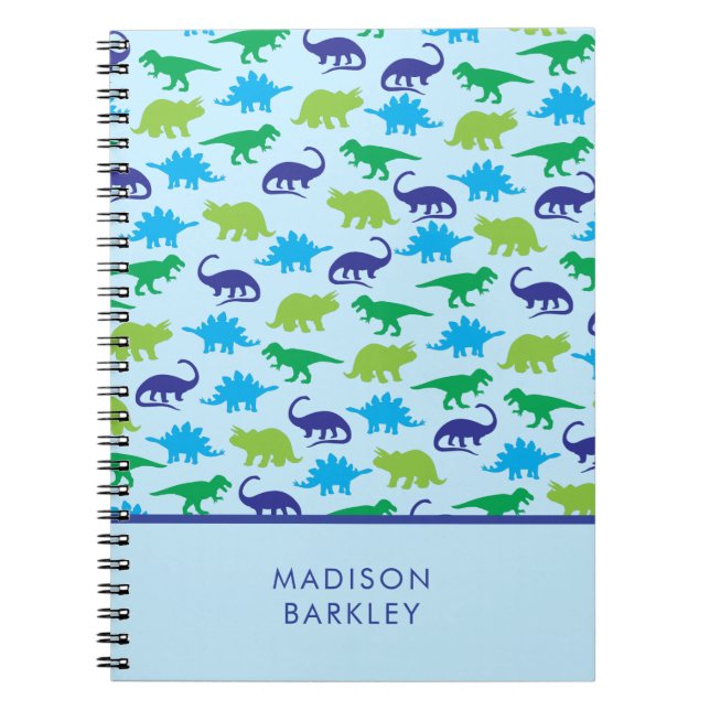 Cuaderno Dinosaurios Azules Cute Dino de Niños (Frente)