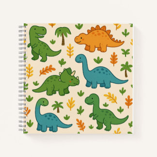 Cuaderno Dinosaurios de dibujos animados lindos con hojas -