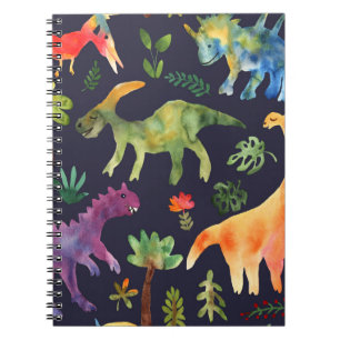 Cuaderno Dinosaurios florales: Diseño de tela acuarela