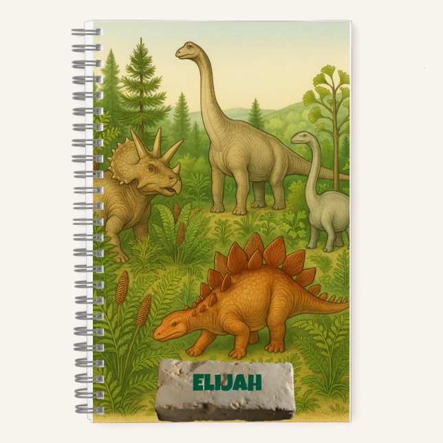 Cuaderno Dinosaurios prehistóricos y bloc de notas en espir (Anverso)