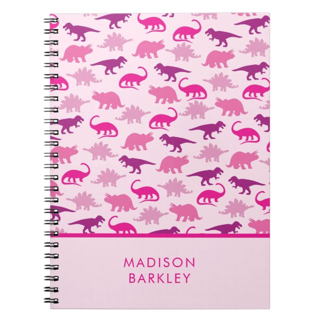 Cuaderno Dinosaurios rosados adorables para niños (Frente)