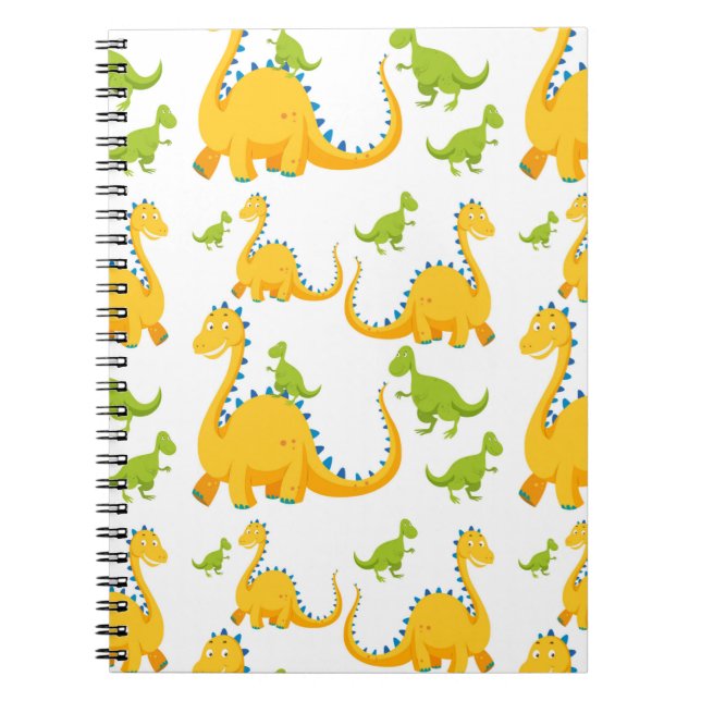 Cuaderno dinosaurios sin soldadura patrón ilustracion color (Frente)