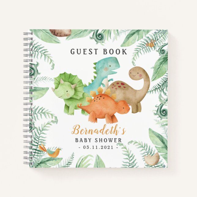 Cuaderno Dinosaurios Wild Baby Shower Guest Book (Anverso)