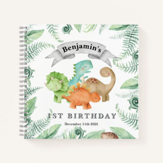 Cuaderno Dinosaurs Wild One 1st Birthday Guest Book