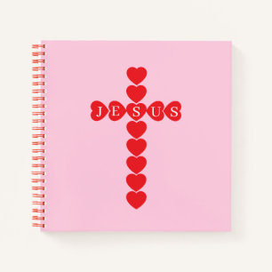 Cuaderno Dios Amó Tanto Al Mundo Corazón Rojo Cruz Rosa Nom