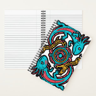 Cuaderno Dios Azteca Xolotl Luchando Arte Tribal de Batalla