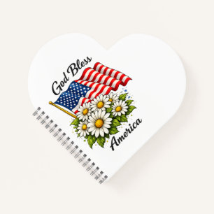 Cuaderno Dios Bendiga a América Bandera de EE. UU. y Margar