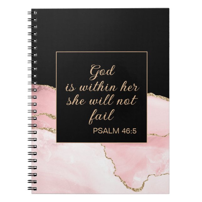 Cuaderno Dios cristiano dentro de su mármol rosa negro y do (Frente)