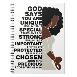 Cuaderno Dios dice que soy mujer cristiana negra Melanina S