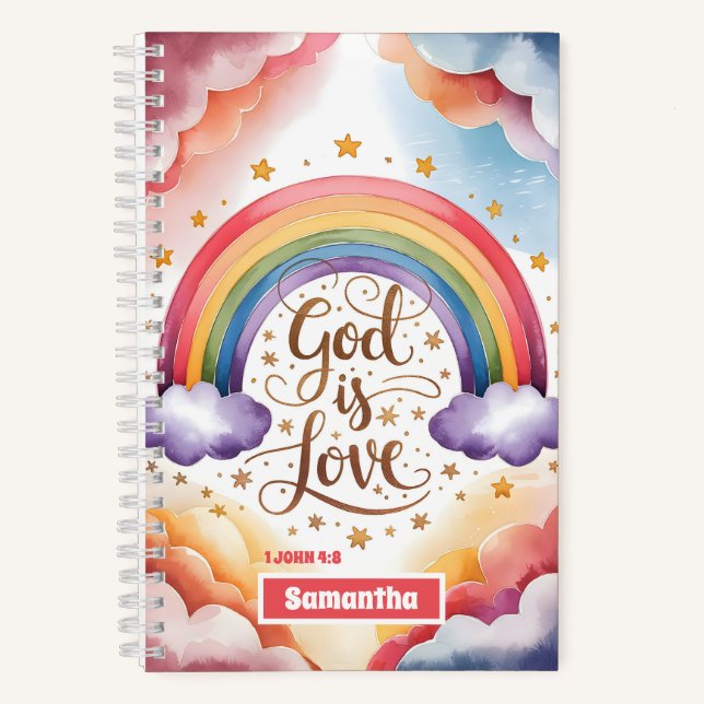 Cuaderno Dios es Amor Boho Cristiano Personalizado para Niñ (Anverso)