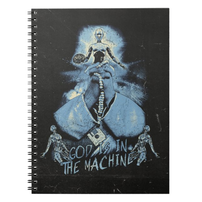 Cuaderno Dios está en la máquina - Diseño tecno-distópico (Frente)