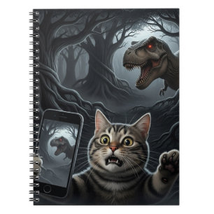 Cuaderno ¡Dios mío, un dinosaurio! Gracioso Selfie de Gato