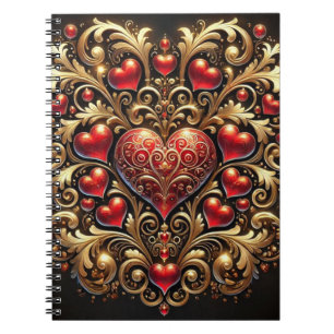 CUADERNO DIOS ORNADO Y CORAZONES ROJOS DE SAN VALENTÍN