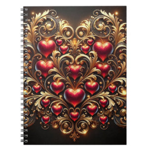 CUADERNO DIOS ORNADO Y CORAZONES ROJOS DEL DÍA DE SAN VALEN