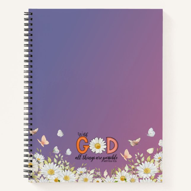 Cuaderno Dios Siempre Está Presente | Floral Cristiano (Anverso)